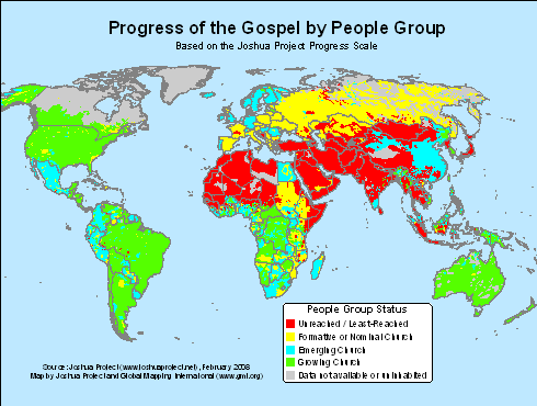 Progress of the Gospel by People Group - February 2008 - Click Image to Close